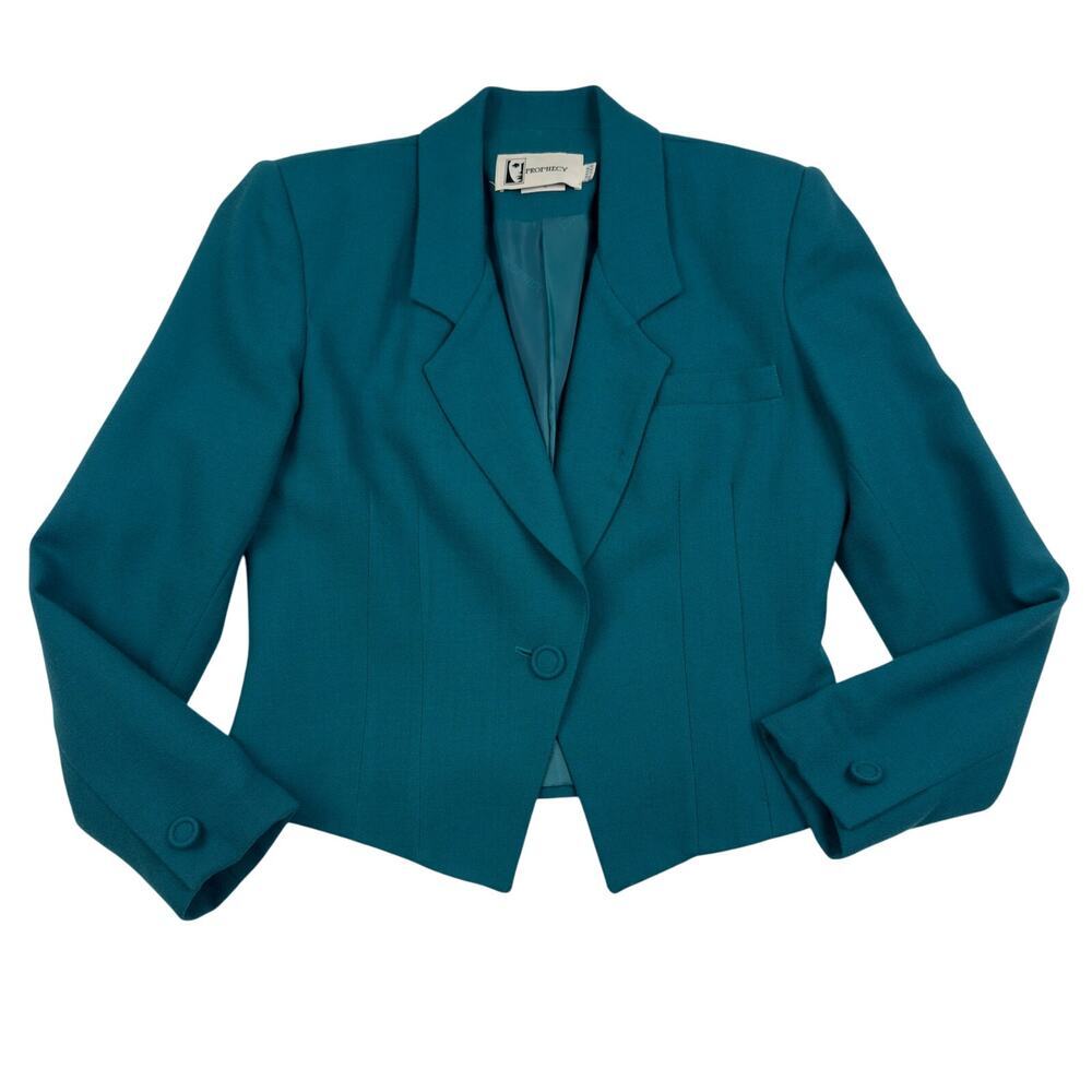 Prophecy 100% Wool Crepe 80s 90s Vintage Cropped Dressy Blazer Women's Size 4